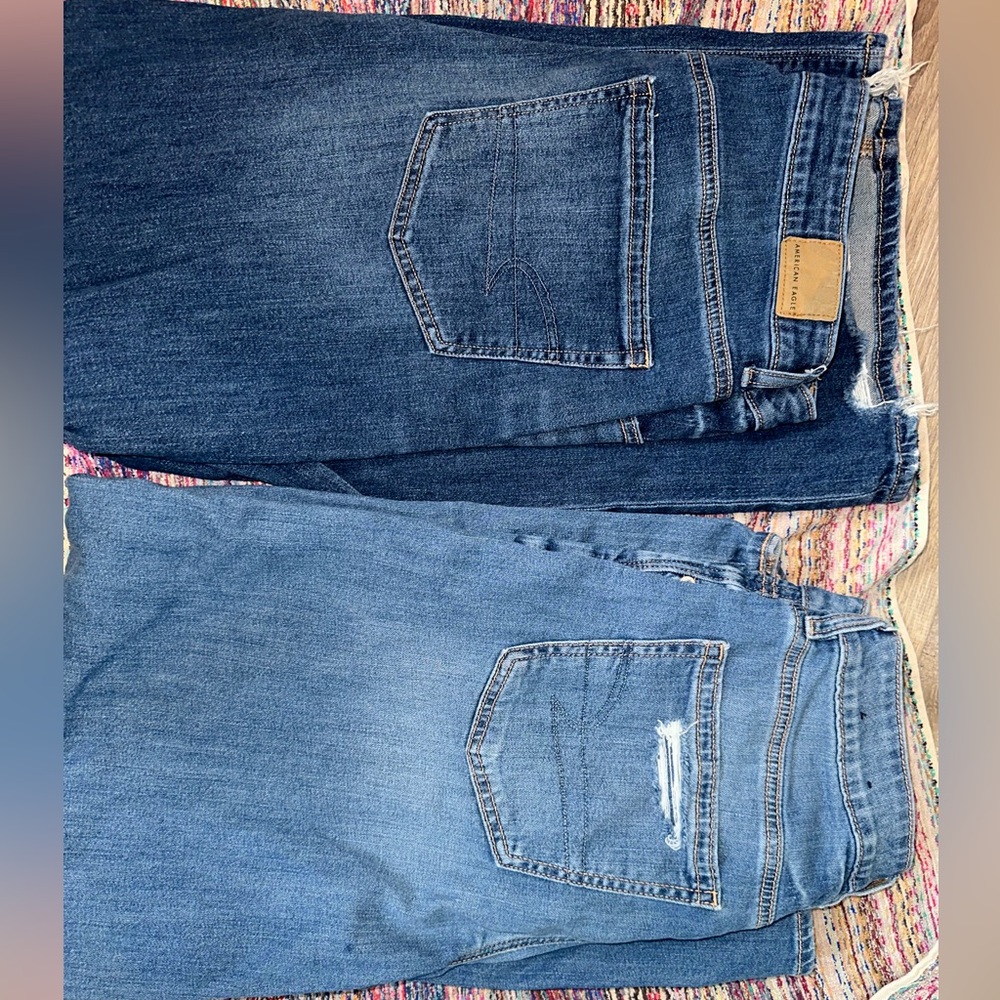 GUC Set of 2 American Eagle dreamy drape low rise baggy wide leg jeans 8